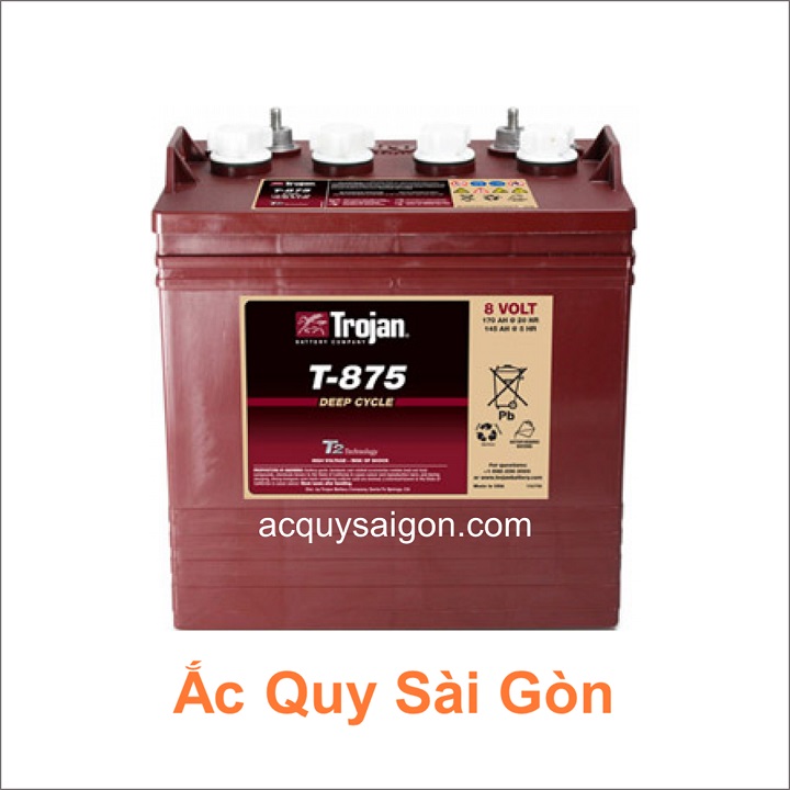 Nhà phân phối Ắc Quy Sài Gòn tại Tp.HCM Chuyên cung cấp các loại bình ắc quy Trojan T875 chất lượng cao cho xe diện sân golf, xe chà sàn, xe nâng...