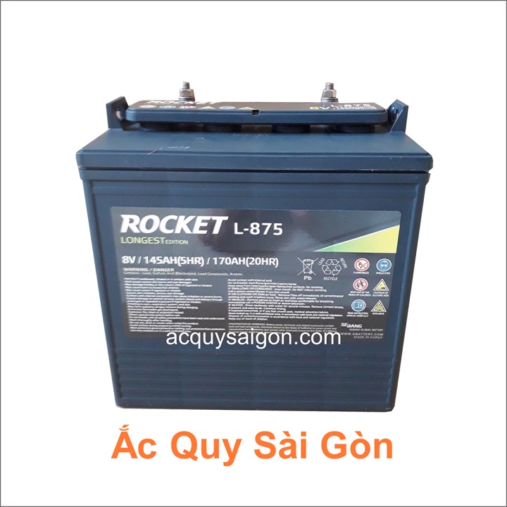 Nhà phân phối Ắc Quy Sài Gòn tại Tp.HCM Chuyên cung cấp các loại bình ắc quy Rocket L-875 chất lượng cao cho xe diện sân golf, xe chà sàn, xe nâng...