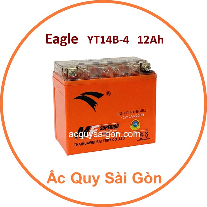 Nhà Phân Phối Ắc Quy Sài Gòn | Chuyên cung cấp sỉ và lẻ các loại bình ắc quy xe mô tô Eagle YT14B-4 chất lượng cao nhập khẩu 100% từ Thái Lan, giao hàng nhanh chóng với giá rẻ, cạnh tranh nhất.