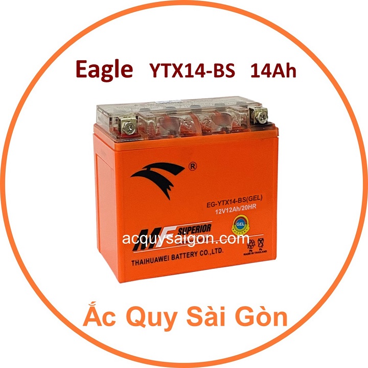 Nhà Phân Phối Ắc Quy Sài Gòn | Chuyên cung cấp sỉ và lẻ các loại bình ắc quy xe mô tô Eagle YTX14-BS chất lượng cao nhập khẩu 100% từ Thái Lan, giao hàng nhanh chóng với giá rẻ, cạnh tranh nhất.