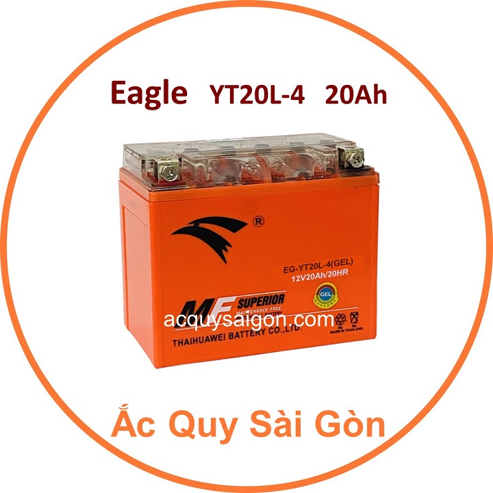 Nhà Phân Phối Ắc Quy Sài Gòn | Chuyên cung cấp sỉ và lẻ các loại bình ắc quy xe mô tô Eagle YT20L-4 chất lượng cao nhập khẩu 100% từ Thái Lan, giao hàng nhanh chóng với giá rẻ, cạnh tranh nhất.