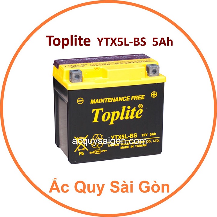 Nhà Phân Phối Ắc Quy Sài Gòn | Chuyên cung cấp sỉ và lẻ các loại bình ắc quy xe máy Toplite YTX5L-BS chất lượng tốt nhất, nhập khẩu 100% từ Đài Loan, giao hàng nhanh chóng với giá rẻ, cạnh tranh nhất.