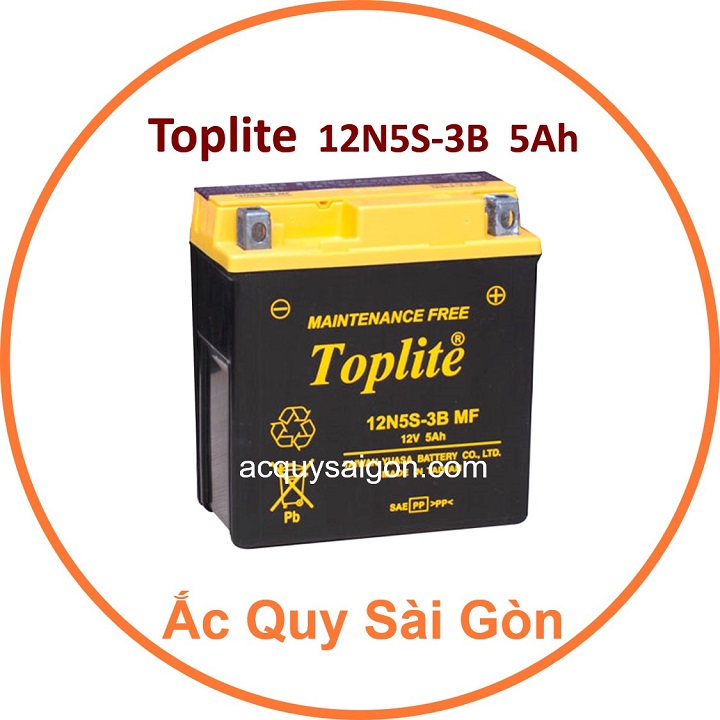 Nhà Phân Phối Ắc Quy Sài Gòn | Chuyên cung cấp sỉ và lẻ các loại bình ắc quy xe máy Toplite 12N5S-3B chất lượng tốt nhất, nhập khẩu 100% từ Đài Loan, giao hàng nhanh chóng với giá rẻ, cạnh tranh nhất.
