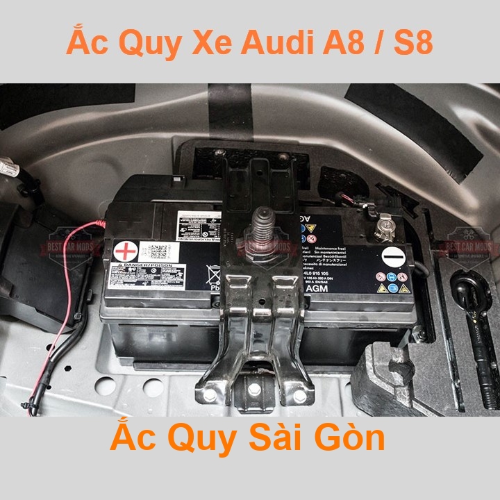 Bình ắc quy cho xe Audi A8 / S8 có công suất tầm 105Ah, 110Ah, cọc chìm, với các mã bình ắc quy phổ biến như Din110, AGM105