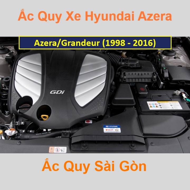 Bình ắc quy cho xe Hyundai Azera / Grandeur XG, TG, HG (1998 – 2016) có công suất tầm 70Ah, 75Ah (cọc nổi – nghịch) với các mã bình ắc quy như 80D26L, 85D26L, 90D26L, 95D26L.Bình acquy oto có kích thước khoảng Dài 26cm * Rộng 17,5cm * Cao 22,5cm
