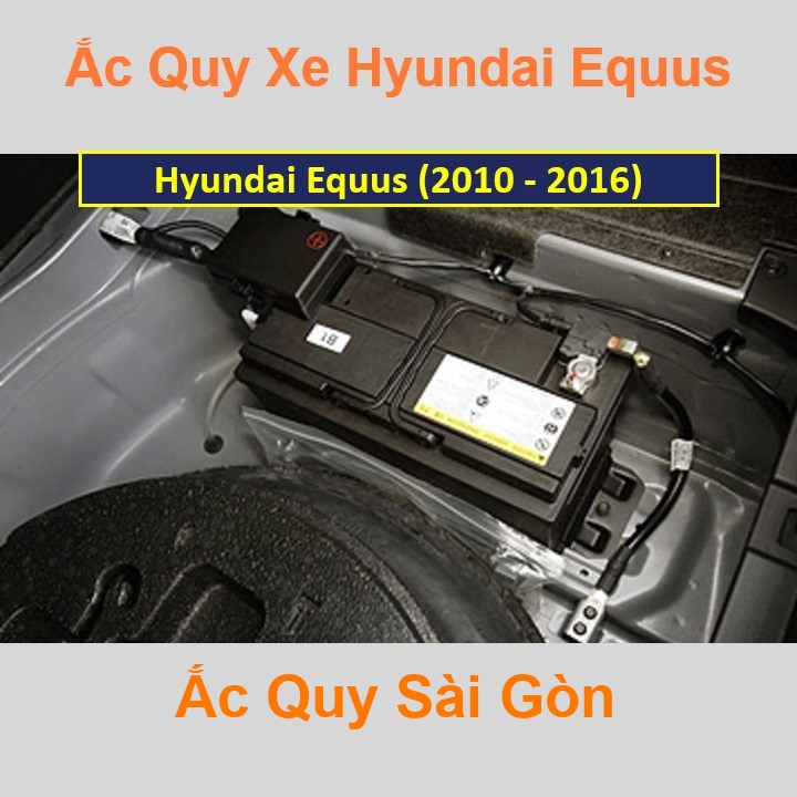 Bình ắc quy cho xe Hyundai Equus / Centennial (2010 – 2016) có công suất tầm 95Ah, 100Ah (cọc chìm – nghịch) với các mã bình ắc quy như AGM95, Din100 Bình ắc quy ô tô Hyundai Equus có kích thước xấp xỉ Dài 35cm * Rộng 17,5cm * Cao 17,5cm Ắc Quy Sài Gòn