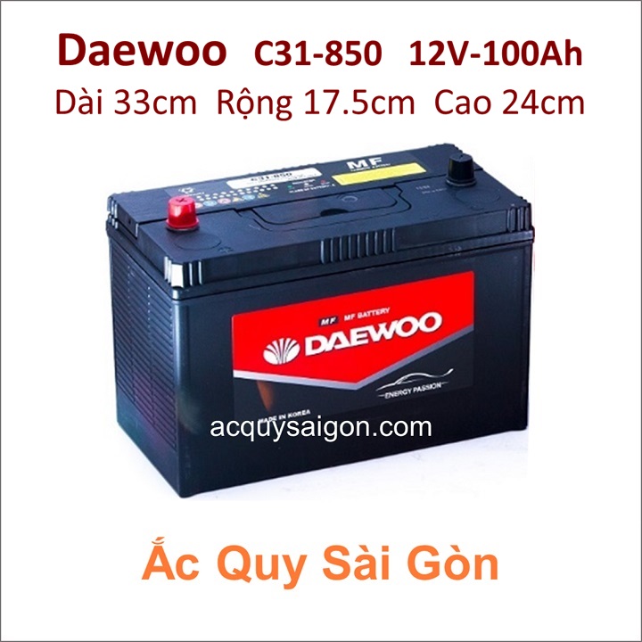 Ắc quy Daewoo 12V/100Ah C31-850 Cọc chì