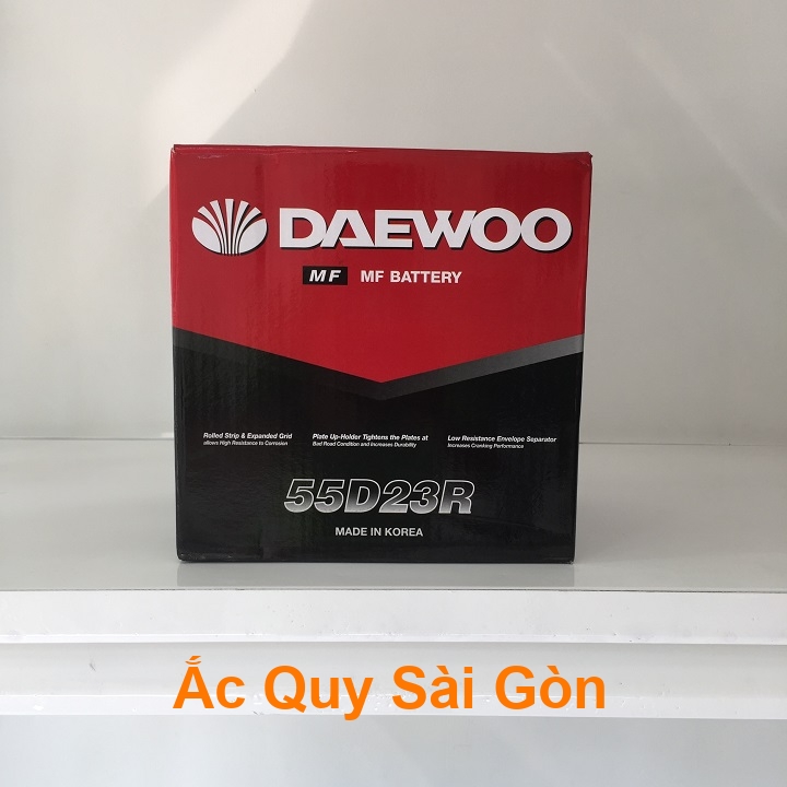 Binh acquy oto Daewoo 60Ah 55D23R kín khí (hay thường gọi là ắc quy khô) mang đến sự tiện lợi tối cao với tính năng chống tràn phi thường