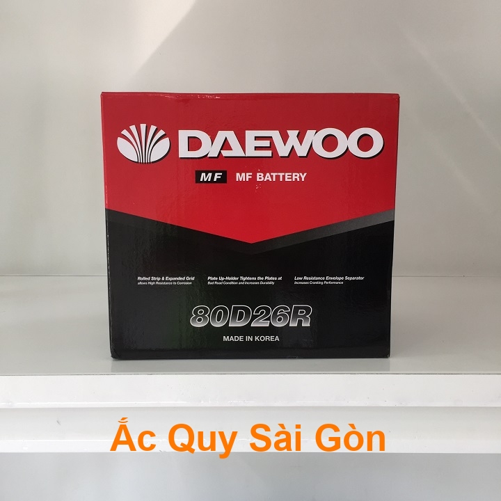 Binh acquy oto Daewoo 70Ah 80D26R kín khí (hay thường gọi là ắc quy khô) mang đến sự tiện lợi tối cao với tính năng chống tràn phi thường