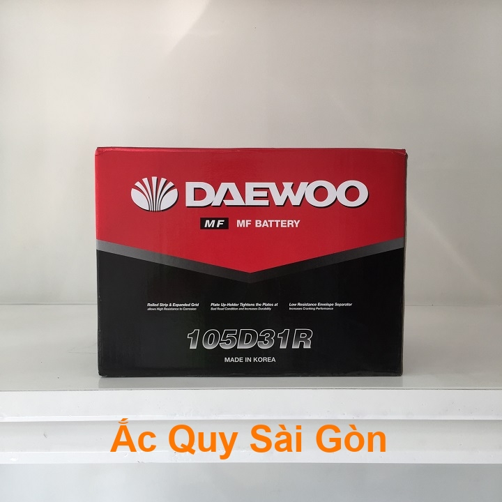 Binh acquy oto Daewoo 90Ah 105D31R kín khí (hay thường gọi là ắc quy khô) mang đến sự tiện lợi tối cao với tính năng chống tràn phi thường