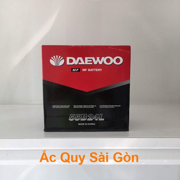 Binh acquy oto Daewoo 45Ah 55B24L kín khí (hay thường gọi là ắc quy khô) mang đến sự tiện lợi tối cao với tính năng chống tràn phi thường