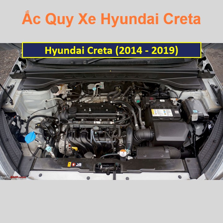 Bình ắc quy cho xe Hyundai Creta/ix25 (2014 - 2019) có công suất tầm 60Ah, 65Ah (cọc cao) với các mã bình ắc quy như 55D23L, 75D23L, 85D23L Bình acquy