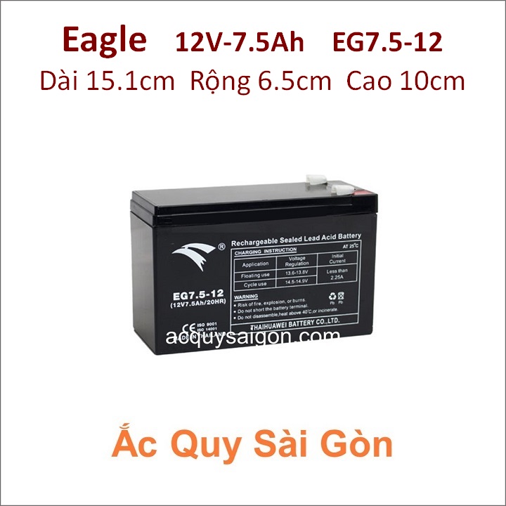 Ắc quy công nghiệp Eagle-12V 7.5Ah EG7.5-12