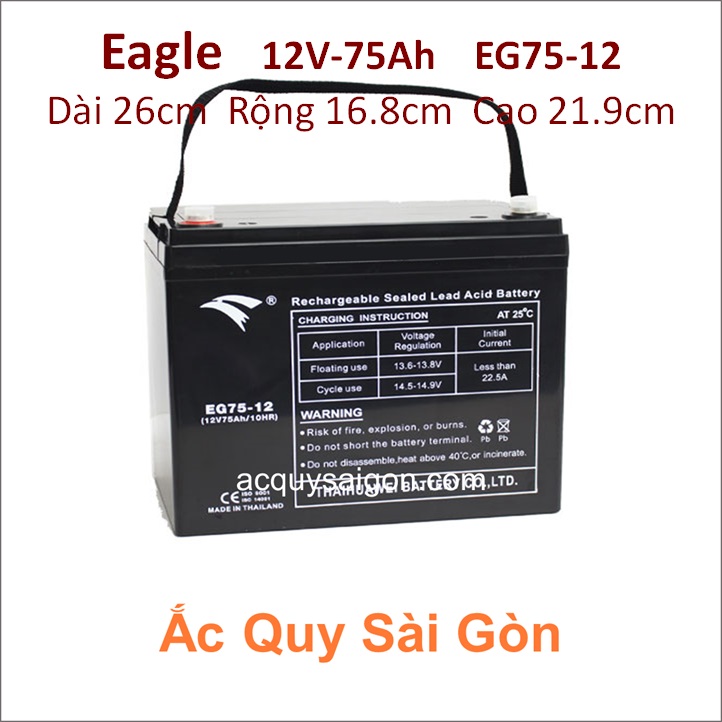 Ắc quy công nghiệp Eagle-12V-75Ah EG75-12