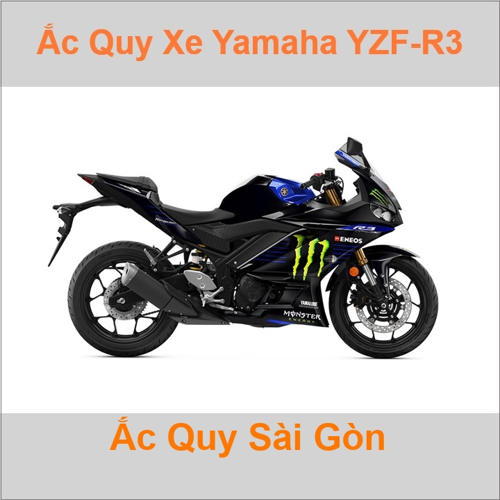 Bình ắc quy cho xe moto Yamaha YZF R3 321cc có công suất tầm 6Ah, 7Ah với các mã bình ắc quy phổ biến như YTX7L-BS, TTZ7SL, TTZ8V