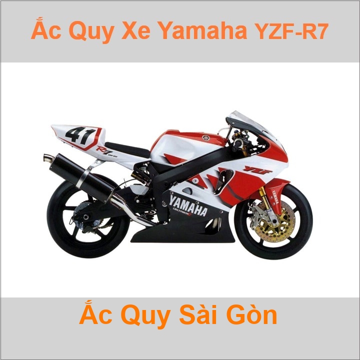 Bình ắc quy cho xe moto Yamaha YZF R7 749cc có công suất tầm 8Ah với các mã bình ắc quy phổ biến như YT9B