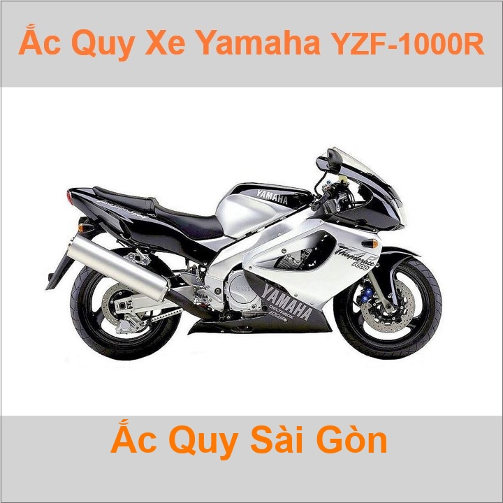 Bình ắc quy cho xe moto Yamaha YZF 1000R 1002cc có công suất tầm 12Ah với các mã bình ắc quy phổ biến như YTX14-BS... 