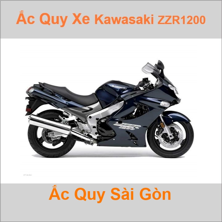 Bình ắc quy cho xe moto Kawasaki ZZ-R1200 1164cc có công suất tầm 12Ah với các mã bình ắc quy phổ biến như YTX14-BS... 