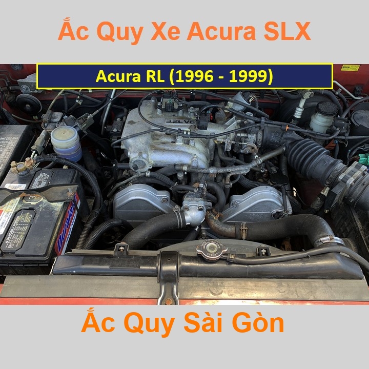 Vị trí bình ắc quy Acura SLX nằm ở dưới nắp ca pô, giữa khoang máy, phía bên phụ.