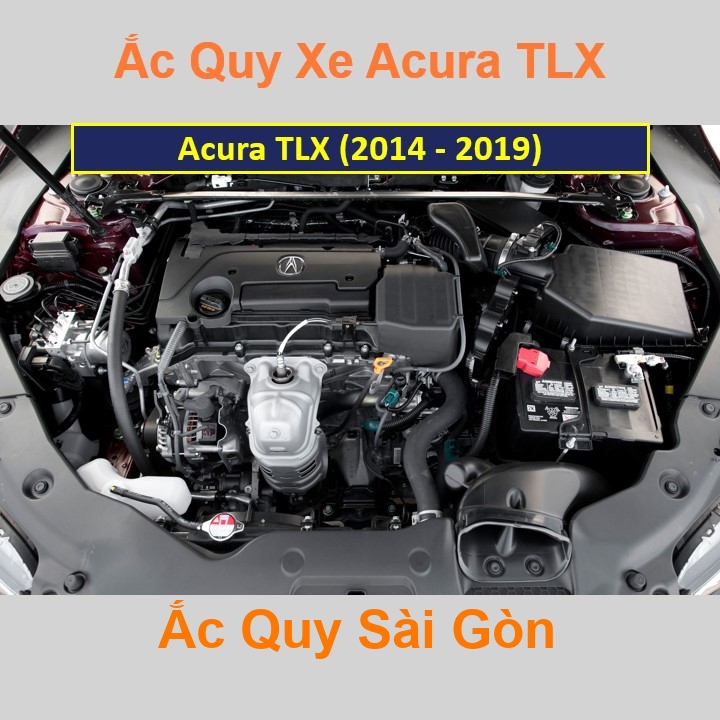 Vị trí bình ắc quy Acura TLX nằm ở dưới nắp ca pô, phía trước máy, bên tài 