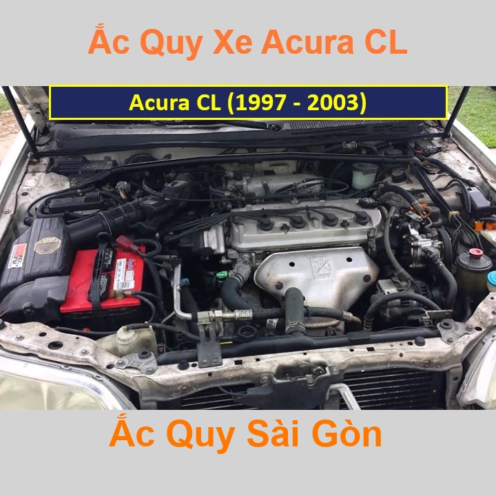 Vị trí bình ắc quy Acura CL nằm ở dưới nắp ca pô, giữa khoang máy, phía bên phụ.