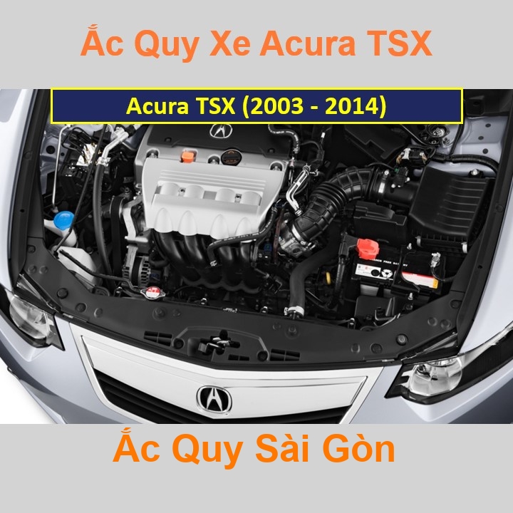 Vị trí bình ắc quy xe Acura TSX nằm ở dưới nắp ca pô, phía trước máy, bên tài.