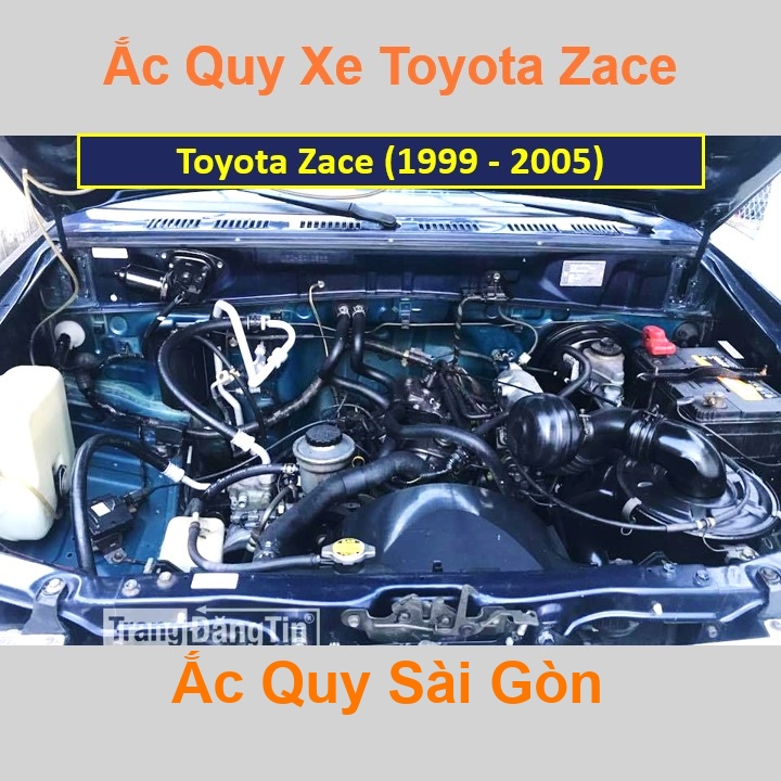 Vị trí bình ắc quy Toyota Zace ở dưới nắp ca pô, bình nằm dọc giữa khoang máy, bên tài.