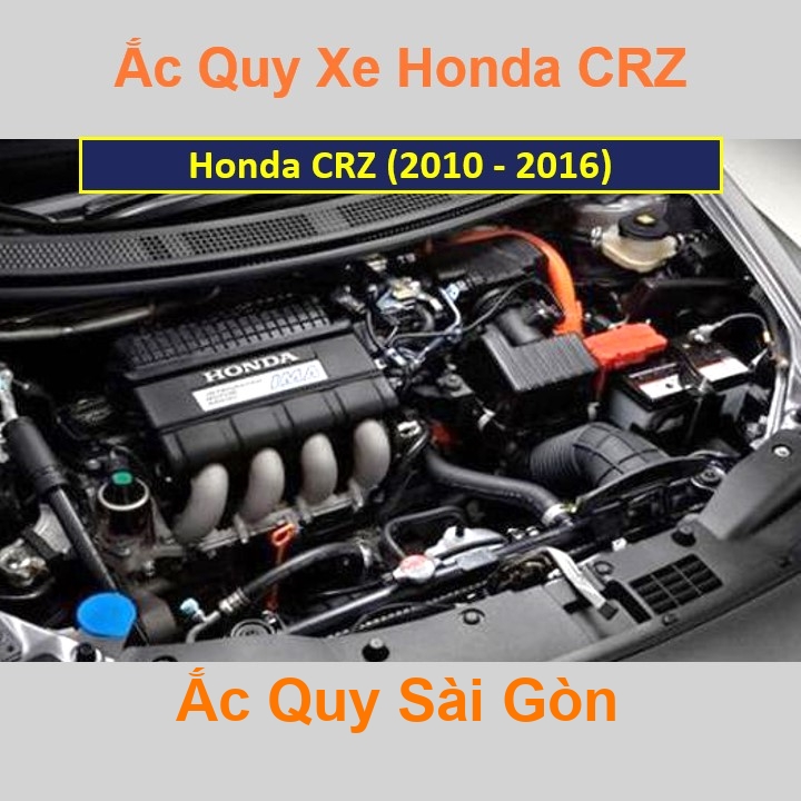 Vị trí bình ắc quy Honda CRZ ở dưới nắp ca pô, bình nằm ngang, phía trước, bên tài.