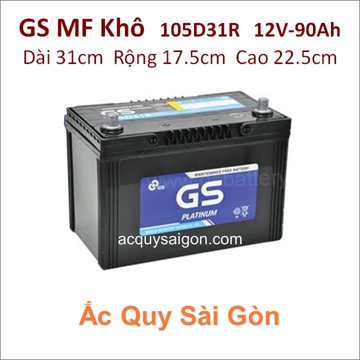 Ắc quy GS MF (Khô) 12V 90Ah 105D31R Platinum