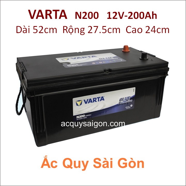 Bình ắc quy khô Varta 200Ah 220H52R (cọc nổi - 1 phía) phù hợp với các dòng xe tải nặng, xe đầu kéo, ắc quy cho tàu thuyền, ắc quy cho máy phát điện..