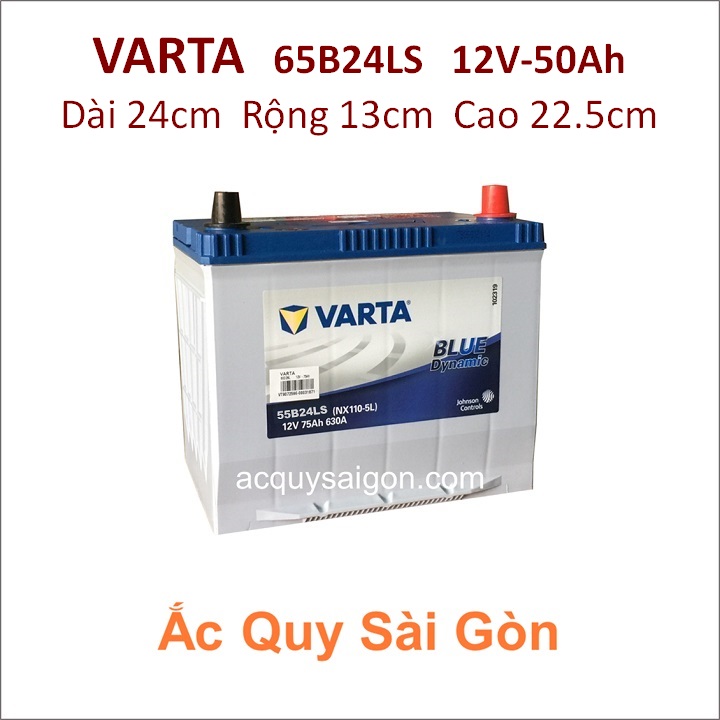 Bình ắc quy khô Varta 50Ah 65B24LS (cọc nổi - cọc nghịch) phù hợp với các dòng xe như Toyota Altis, Vios, Honda Civic, CRV,...