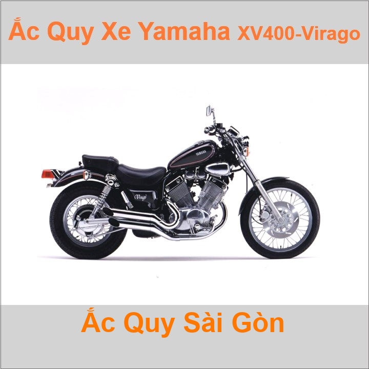 Bình ắc quy cho xe moto Yamaha XV 400 Virago 399cc có công suất tầm 14Ah, 16Ah (10h) với các mã bình ắc quy phổ biến như YT14B-4, YB16AL 