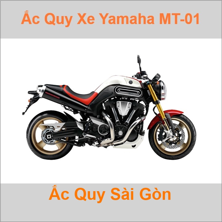 Bình ắc quy cho xe moto Yamaha MT-01 1670cc có công suất tầm 14Ah (10h) với các mã bình ắc quy phổ biến như YT14B-4