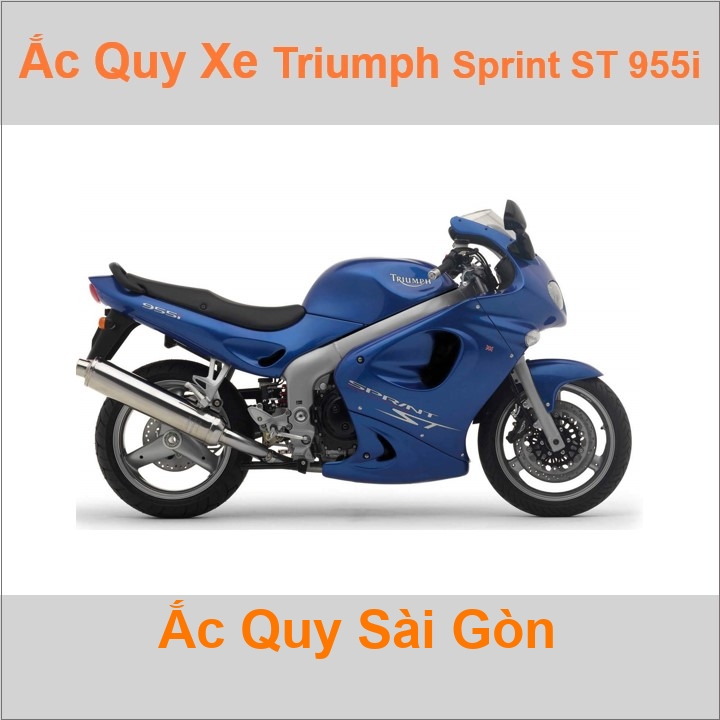 Bình ắc quy cho xe moto Triumph Sprint ST 955i 955cc có công suất tầm 12Ah, 14Ah (10h) với các mã bình ắc quy phổ biến như YTX14-BS