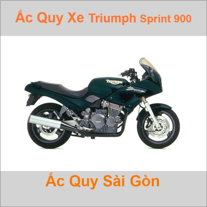 Bình ắc quy cho xe moto Triumph Sprint 900 885cc có công suất tầm 14Ah (10h) với các mã bình ắc quy phổ biến như YB14L-BS