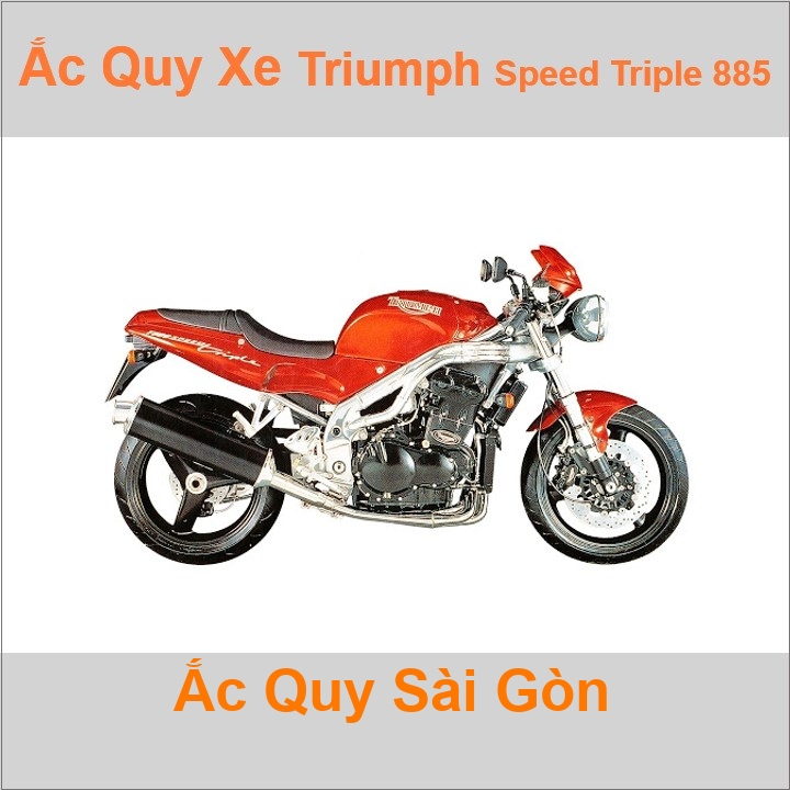 Bình ắc quy cho xe moto Triumph Speed Triple 900 885cc có công suất tầm 14Ah (10h) với các mã bình ắc quy phổ biến như YB14L-BS