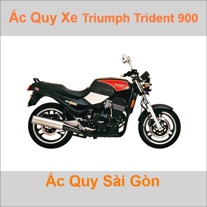 Bình ắc quy cho xe moto Triumph Trident 900 885cc có công suất tầm 14Ah (10h) với các mã bình ắc quy phổ biến như YB14L-BS
