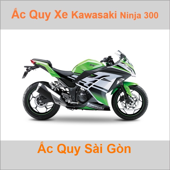 Bình ắc quy cho xe moto Kawasaki Ninja 300 296cc có công suất tầm 8Ah, 9Ah (10h) với các mã bình ắc quy phổ biến như YTX9-BS