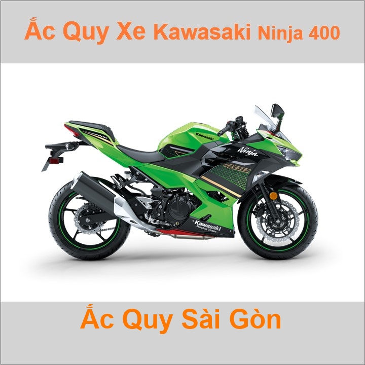 Bình ắc quy cho xe moto Kawasaki Ninja 400 399cc có công suất tầm 8Ah, 9Ah (10h) với các mã bình ắc quy phổ biến như YTX9-BS
