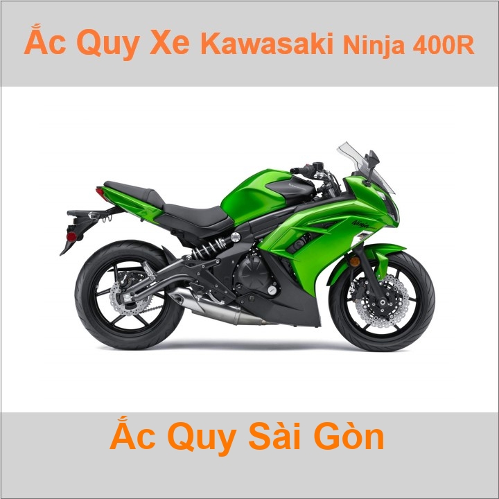 Bình ắc quy cho xe moto Kawasaki Ninja 400R / ER4N 399cc có công suất tầm 8Ah, 9Ah (10h) với các mã bình ắc quy phổ biến như YTX9-BS