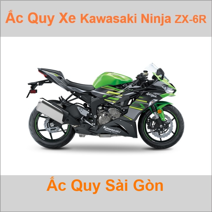 Bình ắc quy cho xe moto Kawasaki Ninja 600 / ZX6R 599cc - 636cc có công suất tầm 8Ah, 9Ah (10h) với các mã bình ắc quy phổ biến như YTX9-BS 