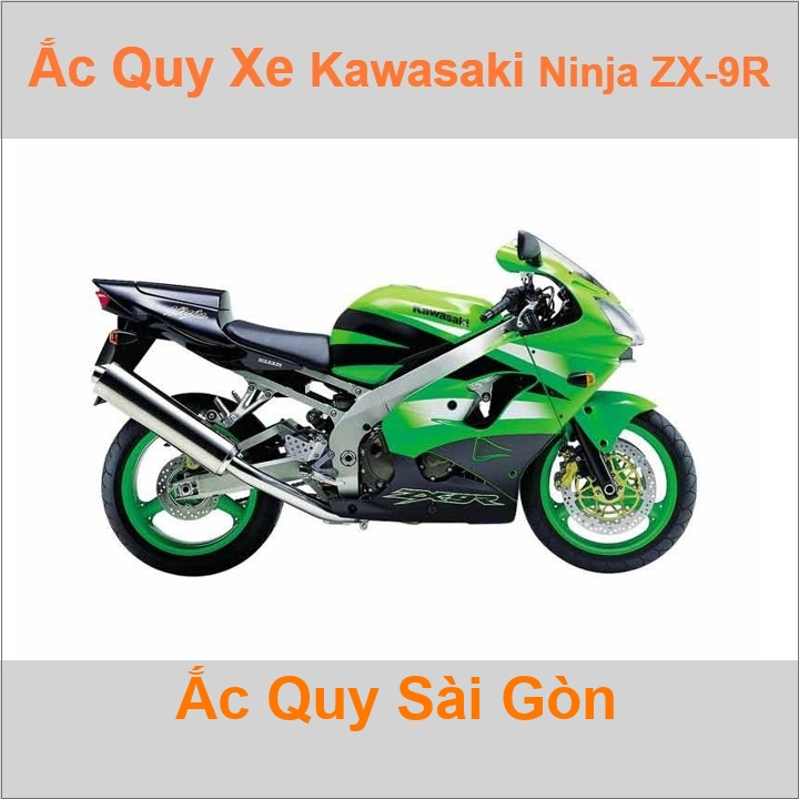 Bình ắc quy cho xe moto Kawasaki Ninja ZX-9R / ZX900 899cc có công suất tầm 8Ah, 9Ah (10h) với các mã bình ắc quy phổ biến như YTX9-BS