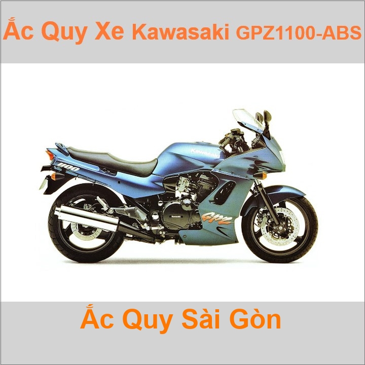 Bình ắc quy cho xe moto Kawasaki GPZ1100 ABS / ZX1100E 1052cc có công suất tầm 12Ah, 14Ah (10h) với các mã bình ắc quy phổ biến như YTX14-BS 