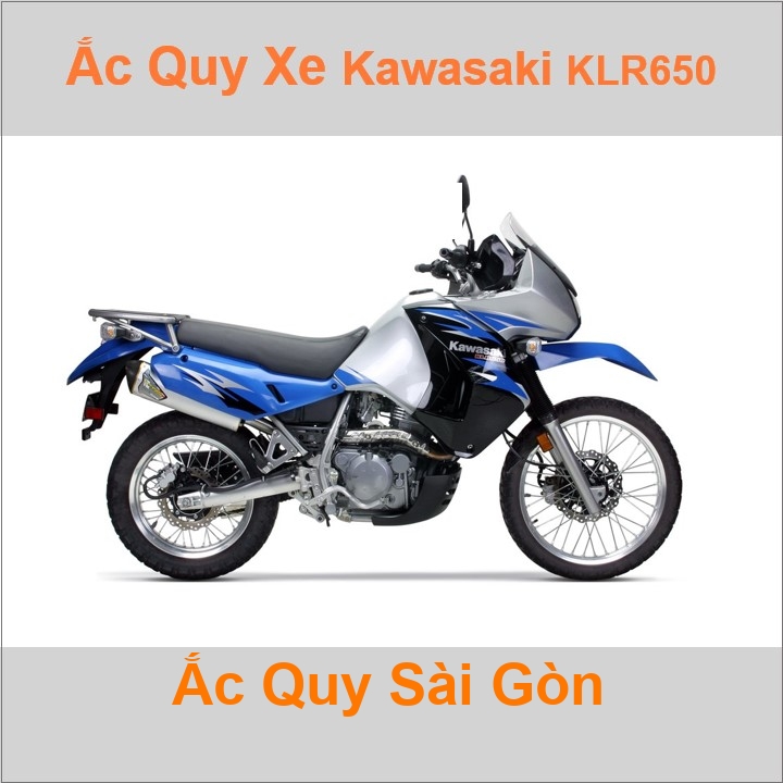 Bình ắc quy cho xe moto Kawasaki KLR650 651cc có công suất tầm 14Ah (10h) với các mã bình ắc quy phổ biến như YB14L-BS