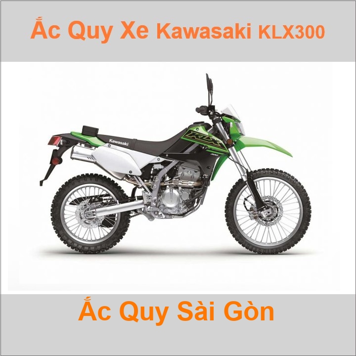 Bình ắc quy cho xe moto Kawasaki KLX300 292cc có công suất tầm 7Ah (10h) với các mã bình ắc quy như YTX7L-BS, TTZ8V