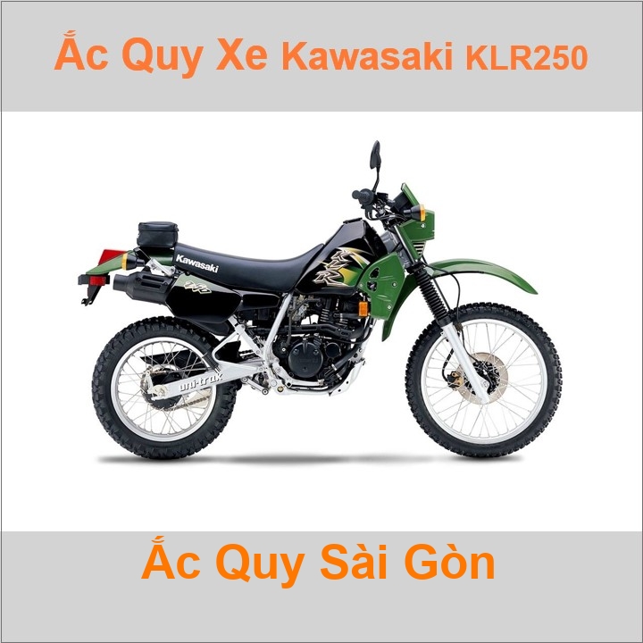 Bình ắc quy cho xe moto Kawasaki KLR250 / KL250D 249cc có công suất tầm 3.5Ah; 5Ah (10h) với các mã bình ắc quy phổ biến như YTX4L-BS, YTZ5S