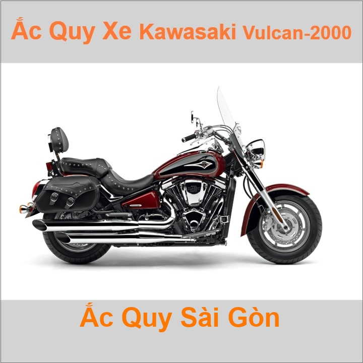 Bình ắc quy cho xe moto Kawasaki Vulcan-2000 2053cc có công suất tầm 14Ah (10h) với các mã bình ắc quy phổ biến như YTX16-BS