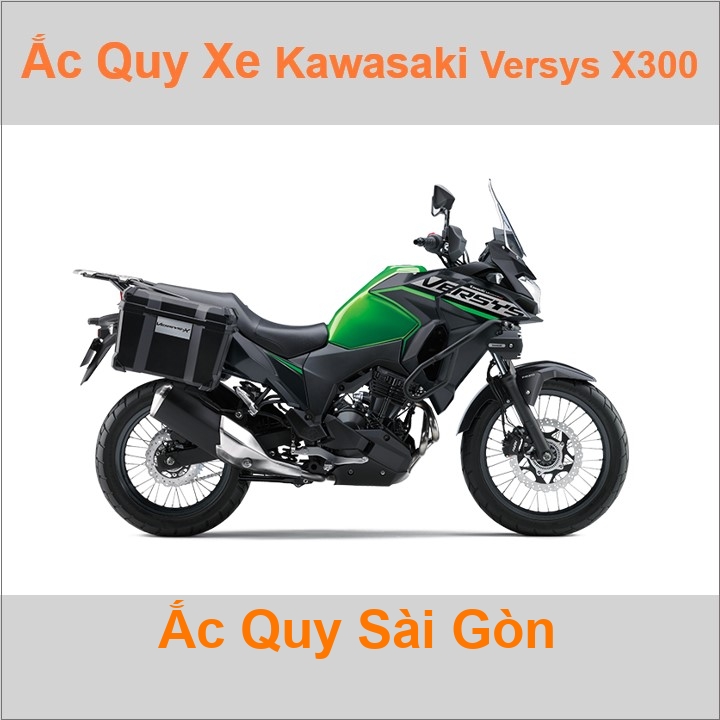 Bình ắc quy cho xe moto Kawasaki Versys-X300 296cc có công suất tầm 8Ah, 9Ah (10h) với các mã bình ắc quy phổ biến như YTX9-BS