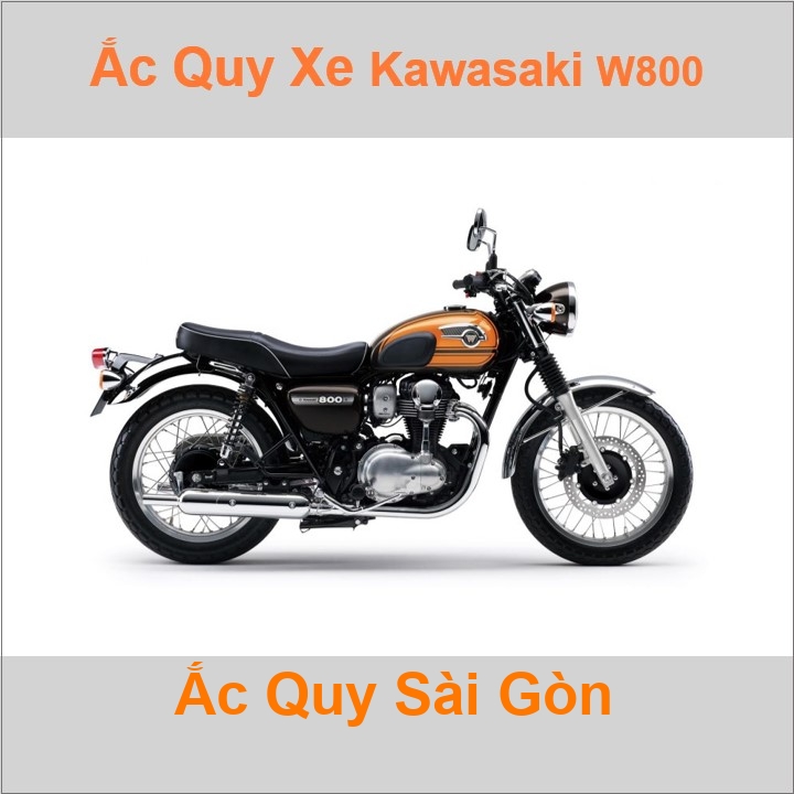 Bình ắc quy cho xe moto Kawasaki W-800 773cc có công suất tầm 10Ah, 12Ah (10h) với các mã bình ắc quy phổ biến như YTX12-BS