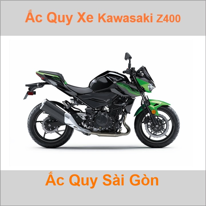 Bình ắc quy cho xe moto Kawasaki Z-400 399cc có công suất tầm 8Ah, 9Ah (10h) với các mã bình ắc quy phổ biến như YTX9-BS